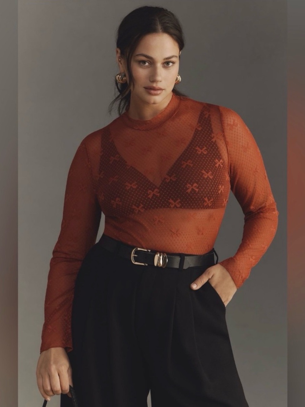 Maeve ANTHRO - Sheer Bow top - Medium - Picture 2 of 10